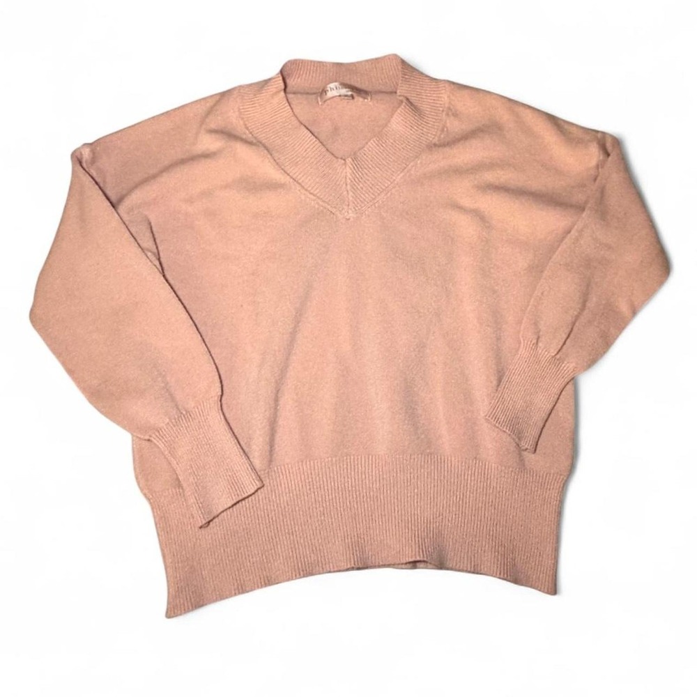 Philosophy V-Neck Sweater Rose Pink Medium Oversized Minimalist Casual Chic